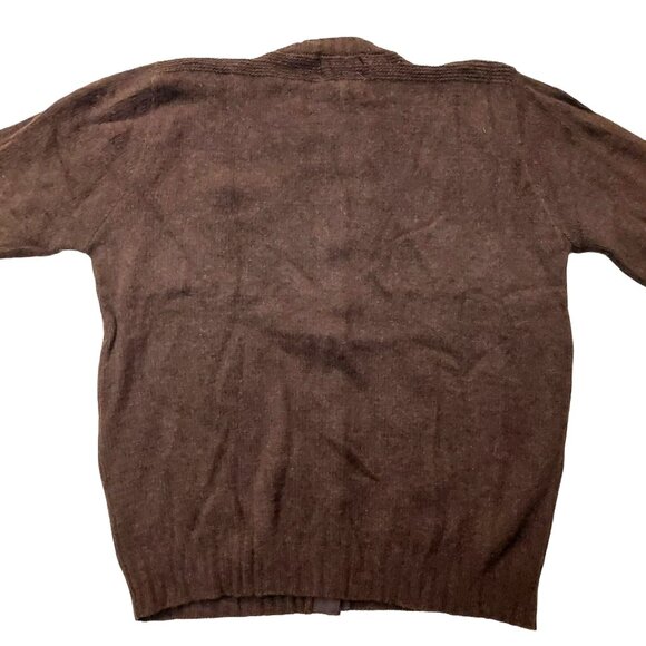 Billy Joe Pure Vintage 1940s-1950s Dark Brown 100% Virgin Wool Cardigan Sweater - Picture 7 of 10